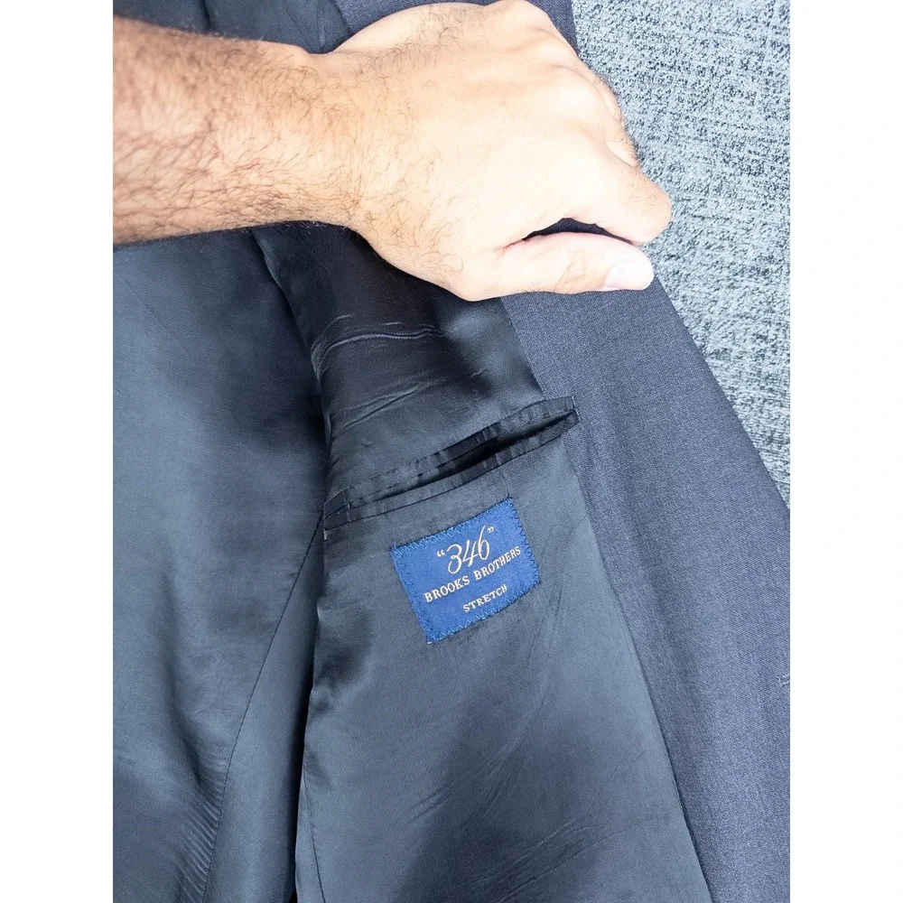 Brooks Brothers 346 Blazer Mens 41L Gray 2 Button Stretch‎ Business Academia